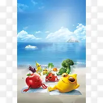 食尚新鲜果蔬美食海报背景模板