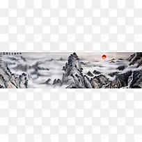 国画山水画 淘宝背景图 banner