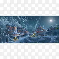 冬季梦幻城市手绘banner
