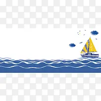 卡通帆船背景banner