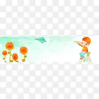 卡通童趣儿童向日葵背景