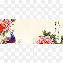 孔雀牡丹花网站背景图