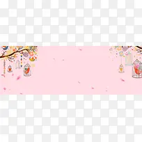 手绘印花粉色服装电商海报背景