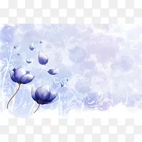 水粉 花朵 背景 元素海报