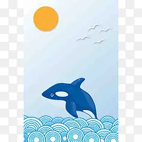 海洋鱼类简约宣传卡通