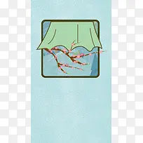 蓝色手绘春季雨水PSD分层H5背景素材