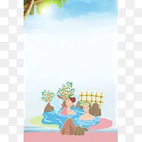 天然温泉广告海报背景素材