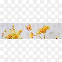 金色花蝴蝶海报banner背景