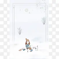 卡通冬季插画海报背景