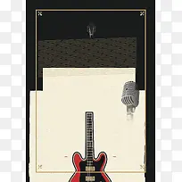 音乐歌唱比赛吉他画框海报广告背景