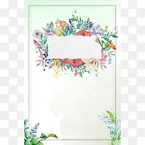 淡绿色手绘春季上新花卉春天线框背景