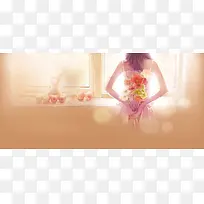 手绘美女背景