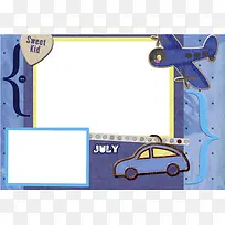 蓝色卡通飞机汽车台历海报背景模板