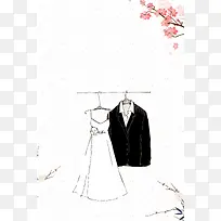 清新简约礼服定制海报背景模板