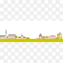 精美韩国卡通建筑banner背景