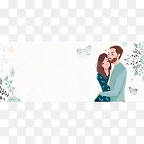 七夕手绘蓝色海报背景banner
