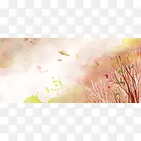 卡通手绘简约落叶背景banner