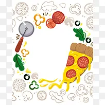 手绘卡通披萨节美食节食材海报背景素材