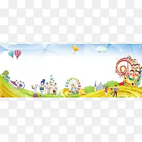 全家乐园旅游海报banner背景