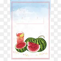 简约插画鲜榨西瓜汁饮品背景素材