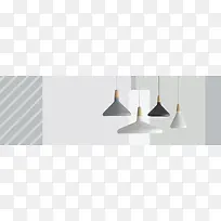 家装节简约灯具促销灰白纹理banner