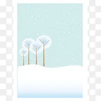 下雪天树木景色背景素材