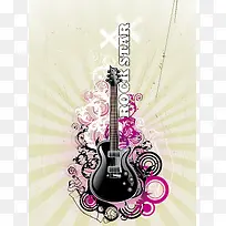 大吉他紫色曲线花纹背景