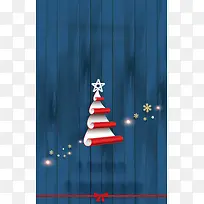 蓝色木板上的圣诞树背景素材