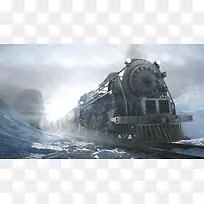 雪山科技火车背景