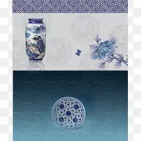 中国风精美青花瓷背景素材