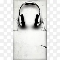 白色纹理质感耳机广告背景素材