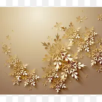 金色雪花圣诞祝福卡矢量背景