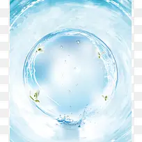 透明蓝色水中花草背景素材
