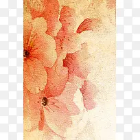 花卉橙色手绘纹理海报背景