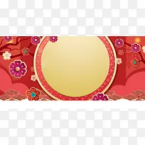 新年春节红色大气立体3d简约中国风背景banner