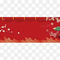 传统新年腊梅纹理红色背景