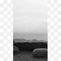 海边石头黑白艺术摄影H5背景