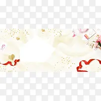 37少女节购物促销爱心丝带金banner