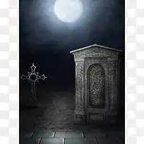 魔幻建筑月光背景