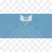 蓝色婚礼纹理渐变蓝色banner背景