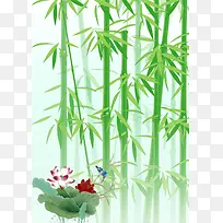 绿色竹子荷花装饰背景