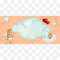 温馨情人节卡通黄色banner背景