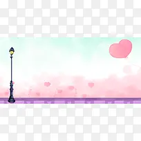 温馨情人节渐变彩色banner背景