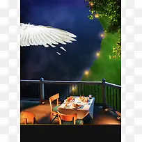 浪漫翅膀室外晚餐背景