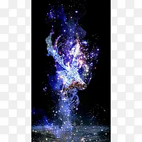 紫色梦幻鹿星光背景