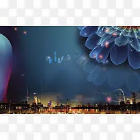 夜景炫蓝海报