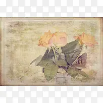 牛皮纸黄玫瑰纹背景图