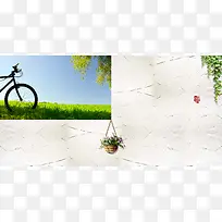 单车青春纪念册海报背景模板