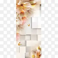 花开富贵3D立体梦幻海报背景素材