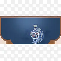 古典中式古色青花瓷蓝色家居装饰背景